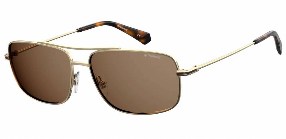 NEW POLAROID men's pld 6107/s/x rectangular sunglasses in gold/ bronze